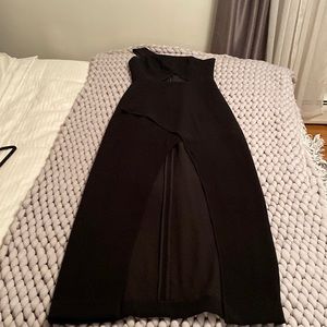 BCBG MAXAZARIA, full length, slit in front, one shoulder dress